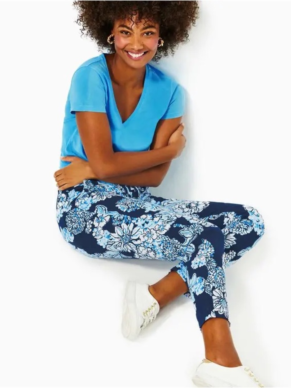 Lilly Pulitzer Emora Knit Pant Low Tide Navy Bouquet All Day